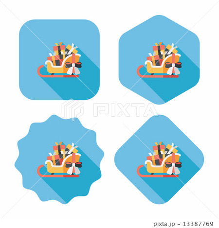 Christmas sleigh gift basket flat icon with long shadow,eps10 13387769