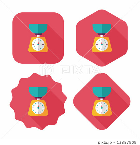 kitchenware weight scale flat icon with long shadow,eps10 13387909