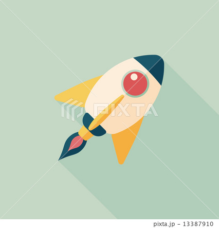 Spaceship flat icon with long shadow,eps10 13387910