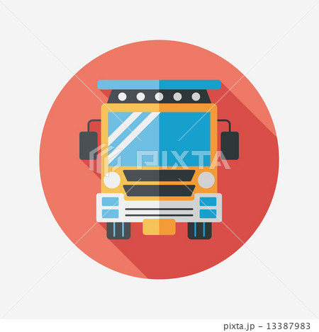 Transportation school bus flat icon with long shadow,eps10 13387983
