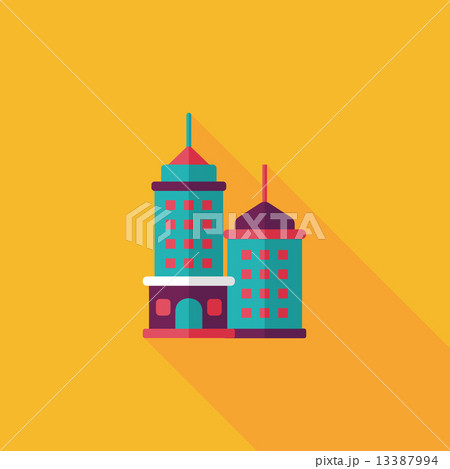 Commercial Building flat icon with long shadow,eps10 13387994