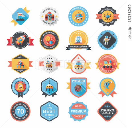 Space badge banner flat design background set, eps10 13388269