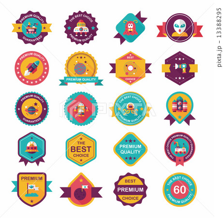 Space badge banner flat design background set, eps10 13388295