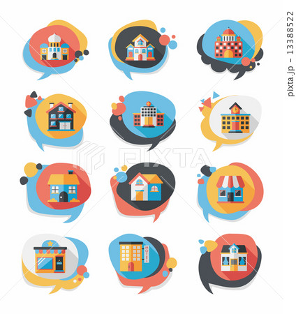 Building speech bubble flat design background set, eps10 13388522
