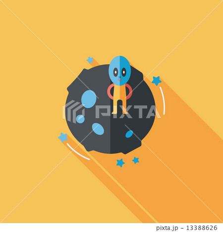 Space planet and alien flat icon with long shadow,eps10 13388626