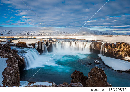 beautiful Godafoss fall in early spring, Iceland beautiful Godafoss fall in early spring, Iceland 13390355