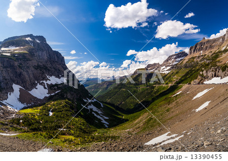 landscape view in Glacier National Park at Logan Pass 13390455