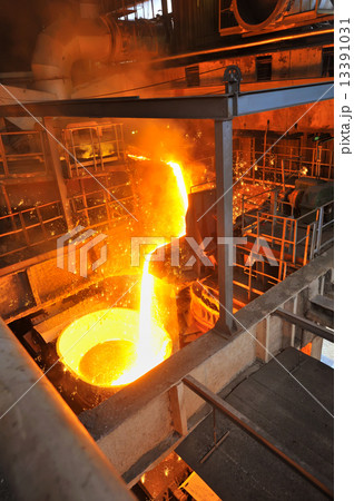 Foundry - molten metal poured Foundry - molten metal poured 13391031