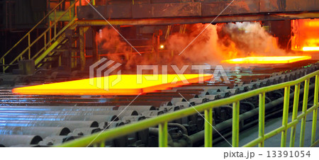 hot steel on conveyor 13391054