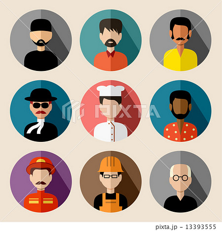 Set of round flat icons with men. Set of round flat icons with men. 13393555