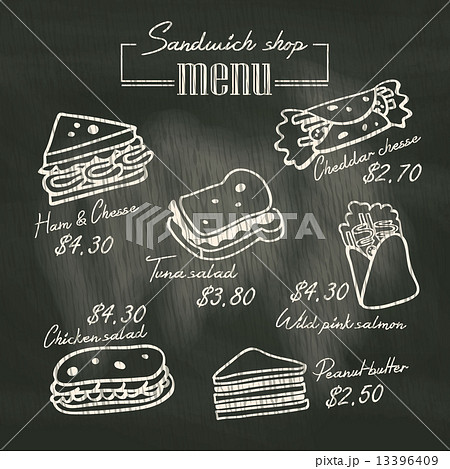 Sandwich doodle menu drawing on chalk board background 13396409
