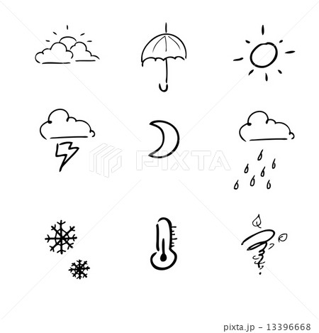 Weather drawing icons set 13396668