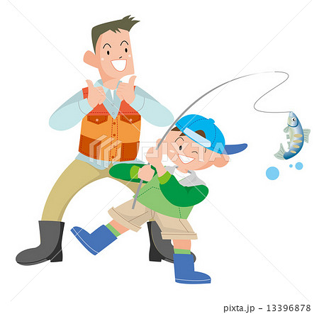 親子で釣りをするのイラスト素材 13396878 Pixta
