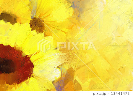 Oil painting  golden sunflower  background. 13441472