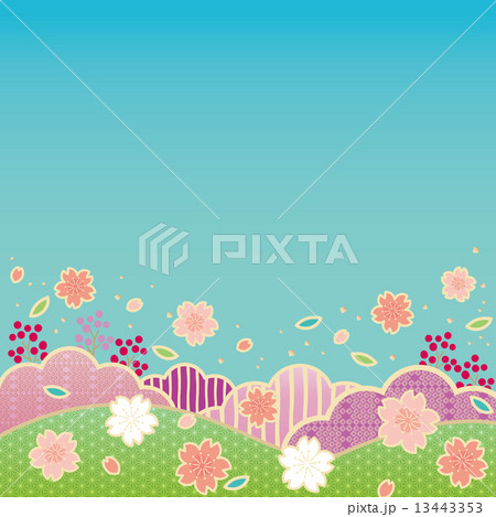 背景素材-桜風景イメージ(青空背景) 13443353