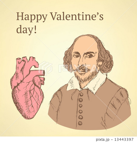 Sketch Valentine set in vintage style 13443397