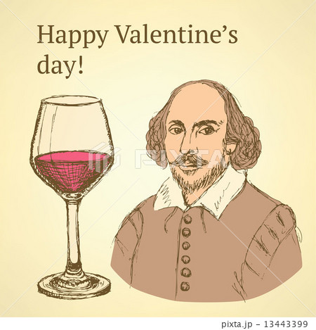 Sketch Valentine set in vintage style 13443399