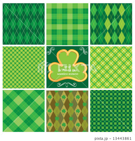 Set of green seamlesspatterns for St. Patrick's Day Set of green seamlesspatterns for St. Patrick's Day 13443861
