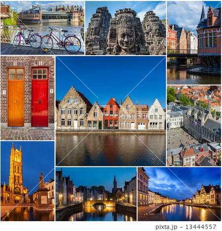 Mosaic collage storyboard of Belgium images 13444557