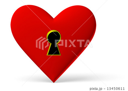 Red heart symbol with keyhole 13450611