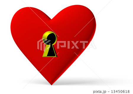 Red heart symbol with keyhole diagonal view 13450618