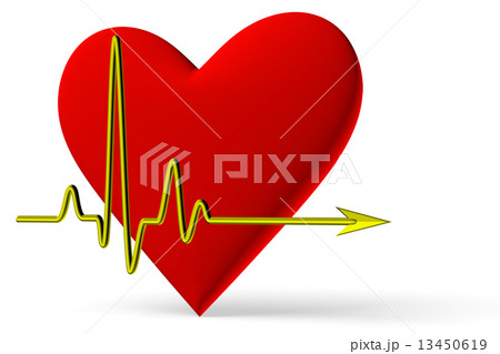 Red heart symbol with pulse line diagonal view 13450619