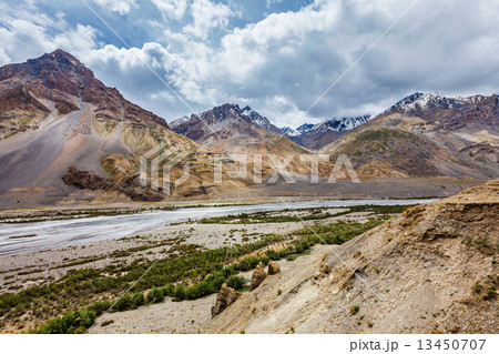 Spiti valley and river in Himalayas 13450707