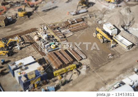 Aerial View of Construction Site with Extreme Bokeh. 13453811