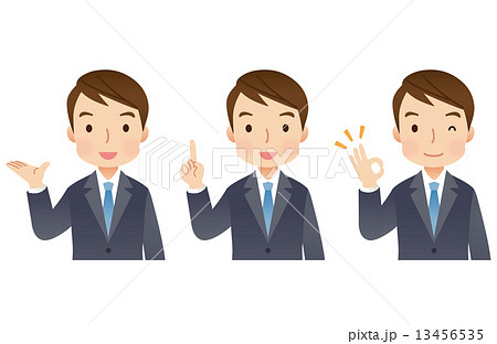 スーツを着た男性　ビジネスマン　表情セット 13456535