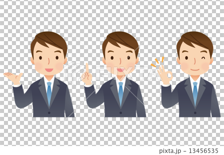 スーツを着た男性　ビジネスマン　表情セット 13456535
