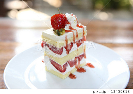 Strawberry Cake on wood 13459318