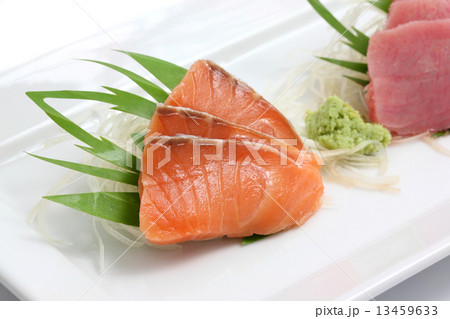 salmon sashimi isolated in white background 13459633
