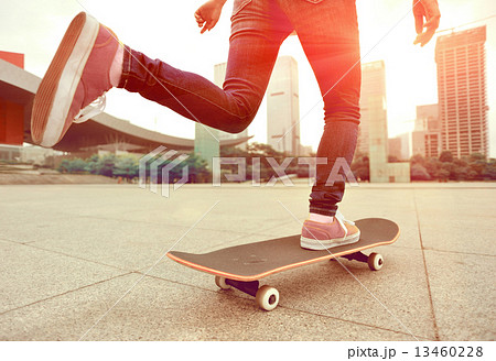 speeding skateboarding woman at city speeding skateboarding woman at city 13460228