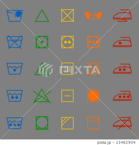 Fabric care sign and symbol color icons Fabric care sign and symbol color icons 13462934