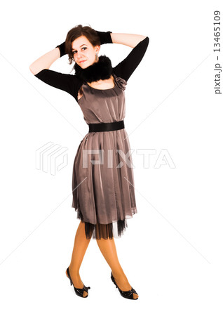 Beautiful woman in dress and gloves Beautiful woman in dress and gloves 13465109
