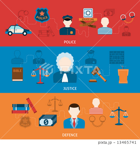 Crime and punishments horizontal flat banners 13465741
