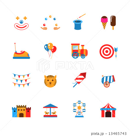 Amusement Park Icons Flat 13465743