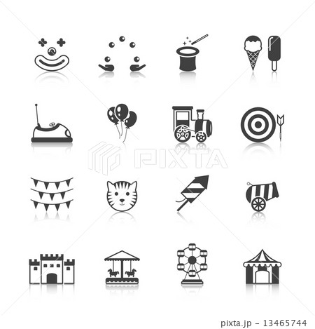 Amusement Park Icons Black 13465744