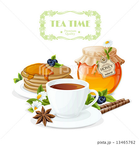 Tea Time Posterのイラスト素材 13465762 Pixta