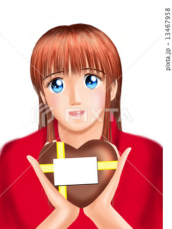 バレンタインのチョコをもつ若い女性(私服 背景なし) バレンタインのチョコをもつ若い女性(私服 背景なし) 13467958