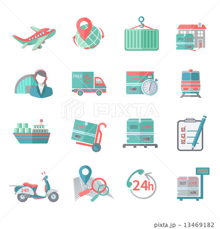 Logistic icons set flat Logistic icons set flat 13469182