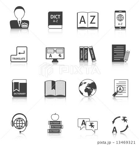 Translation And Dictionary Icons Setのイラスト素材