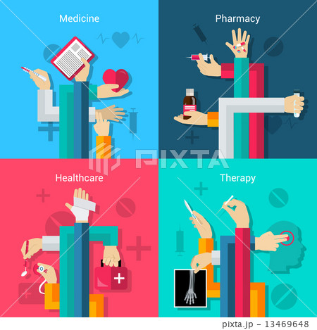 Medical hands flat set 13469648