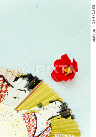 扇子と椿　 13471388