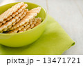 Waffles in the green bowl closeup 13471721