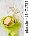 Waffles and two bottles of milk 13471725