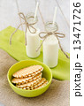 Waffles and two bottles of milk 13471726