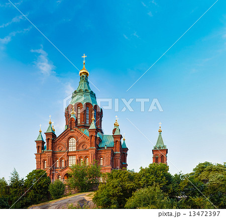Uspenski Cathedral, Helsinki At Summer Sunny Day. Red Church In Uspenski Cathedral, Helsinki At Summer Sunny Day. Red Church In 13472397