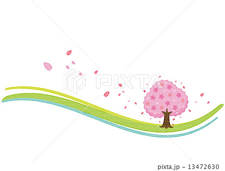 春 桜 風 背景 春一番 舞う 散るのイラスト素材