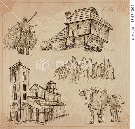 Serbia. Hand drawn vector pack. 13474005